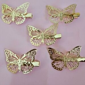 🆕️ Gold Butterfly Hair Clips | Set Of 5 | Bridal | Prom | Formal | Metal